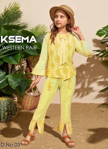 Yellow Colour KSEMA PAIR Fancy Wear Designer Top With Bottom Kids Latest Collection KSEMA 3